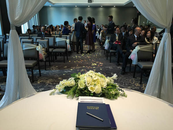 Wedding ceremony indoors Hilton Markham