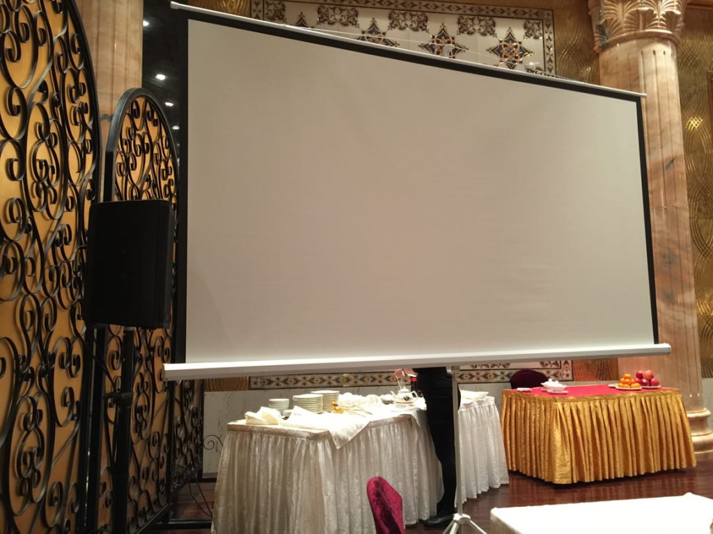 Projector & screen for slideshows